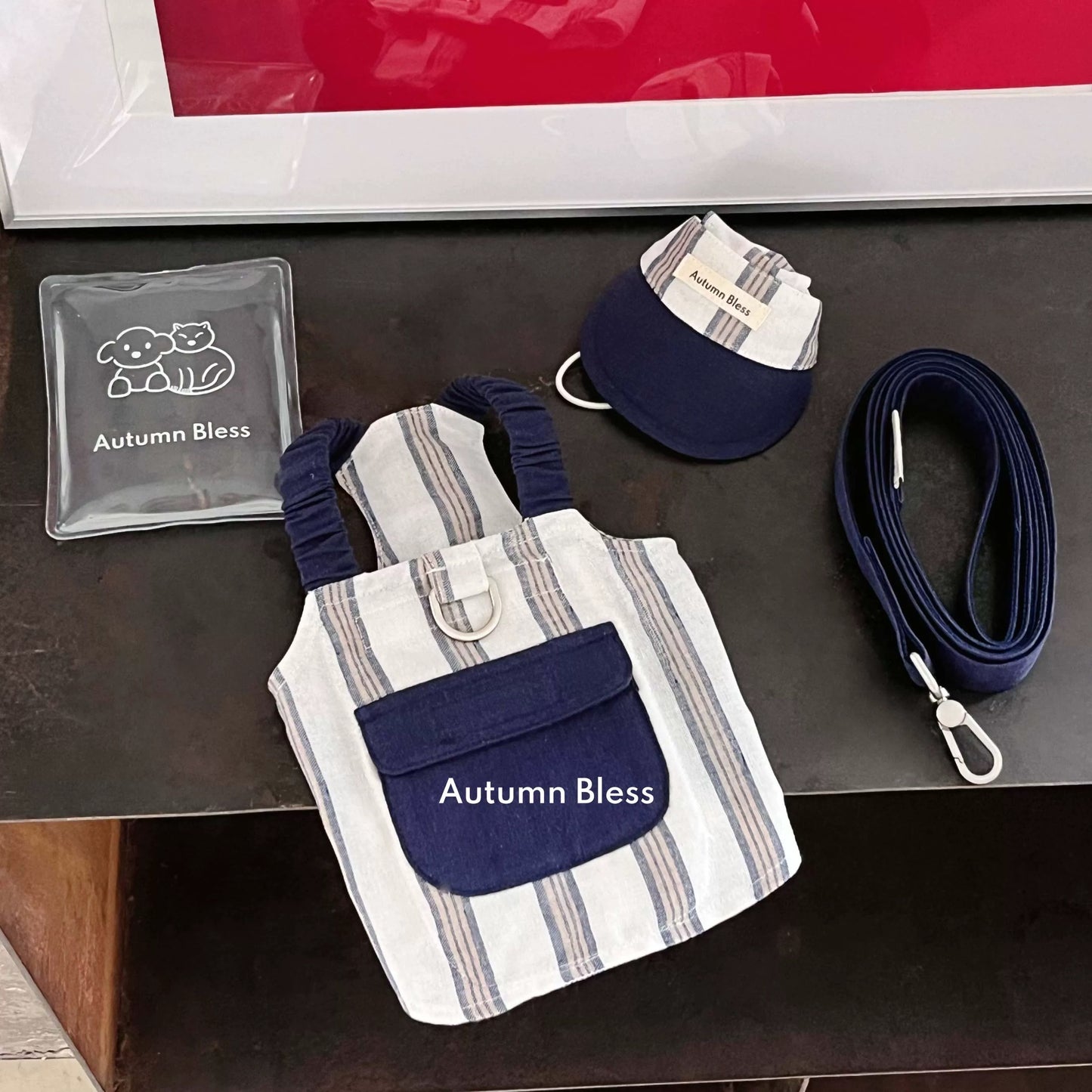 Autumn Bless Cooling Striped Linen Harness – Ice Pack Ready 