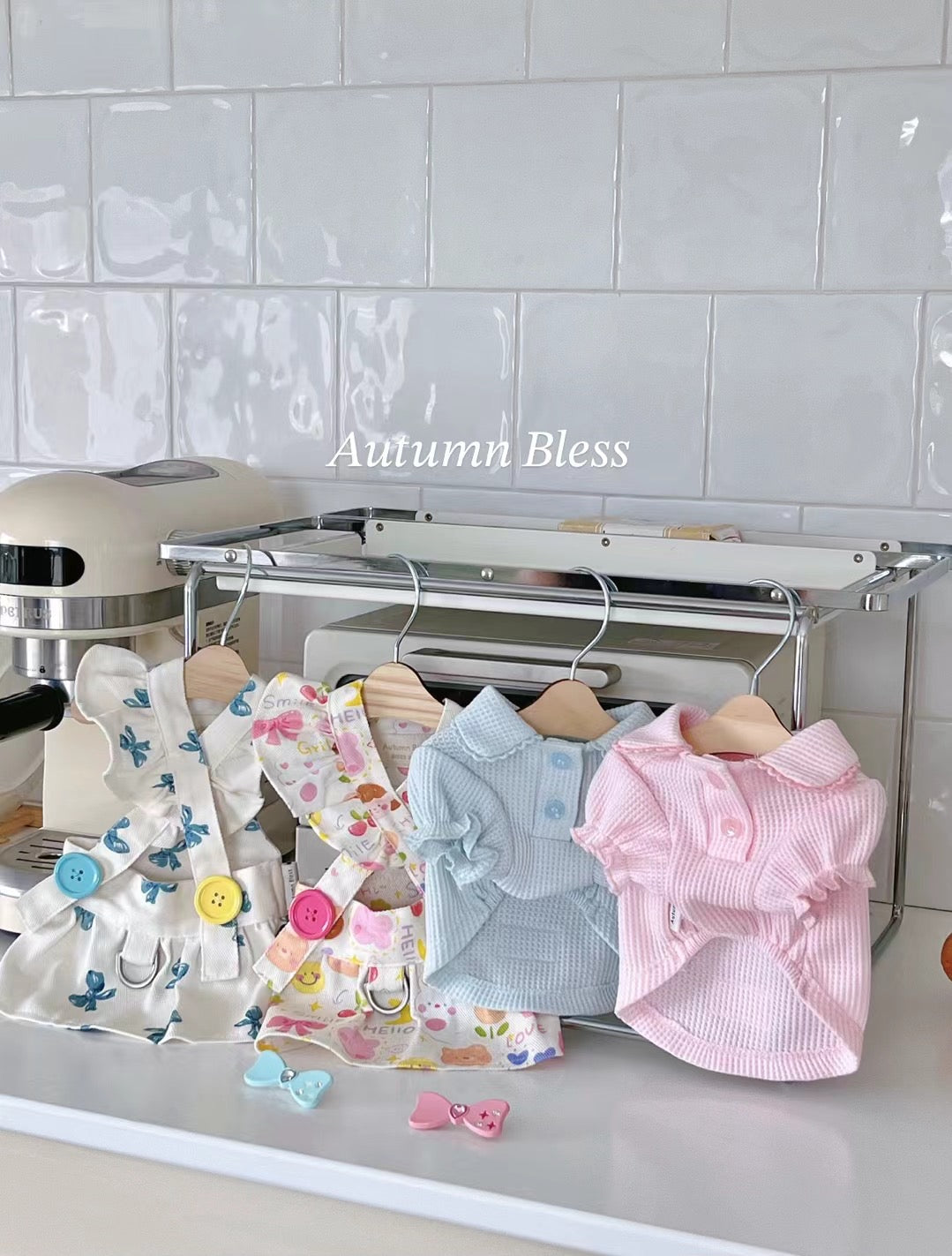 Autumn Bless Waffle Knit Dog Shirt with Collar – Soft &amp; Lightweight Pet Top 