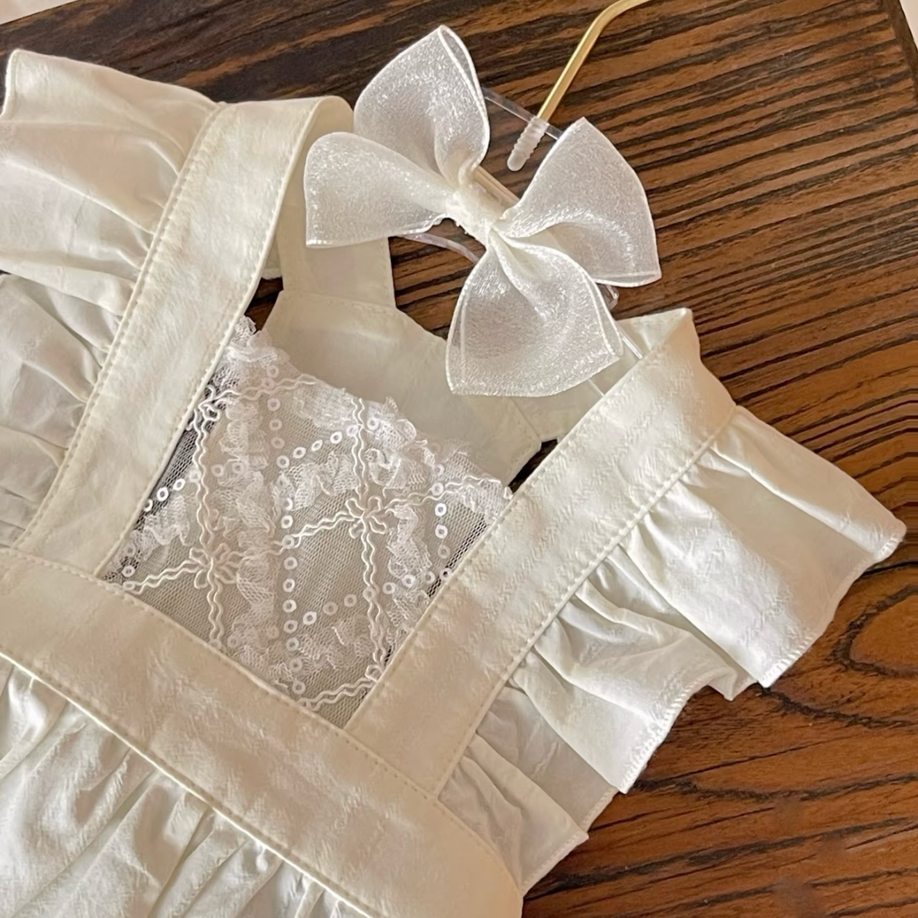 Autumn Bless White Ruffled Lace Dress 