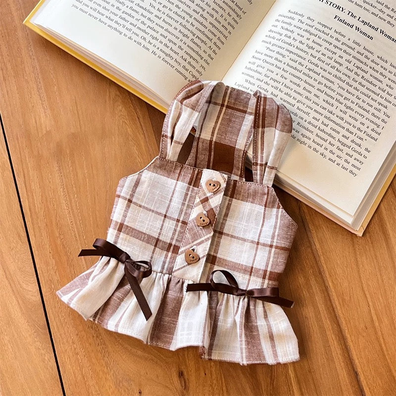 Autumn Bless Ribbon Present♪ Cotton Check Skirt | Cotton Check Skirt with Ribbon 
