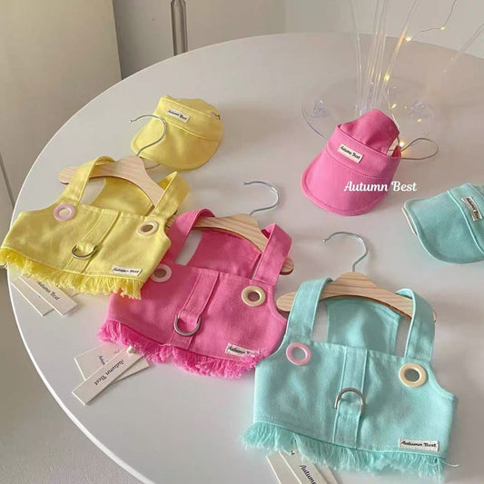 Autumn Bless Candy Color Denim Harness Vest 