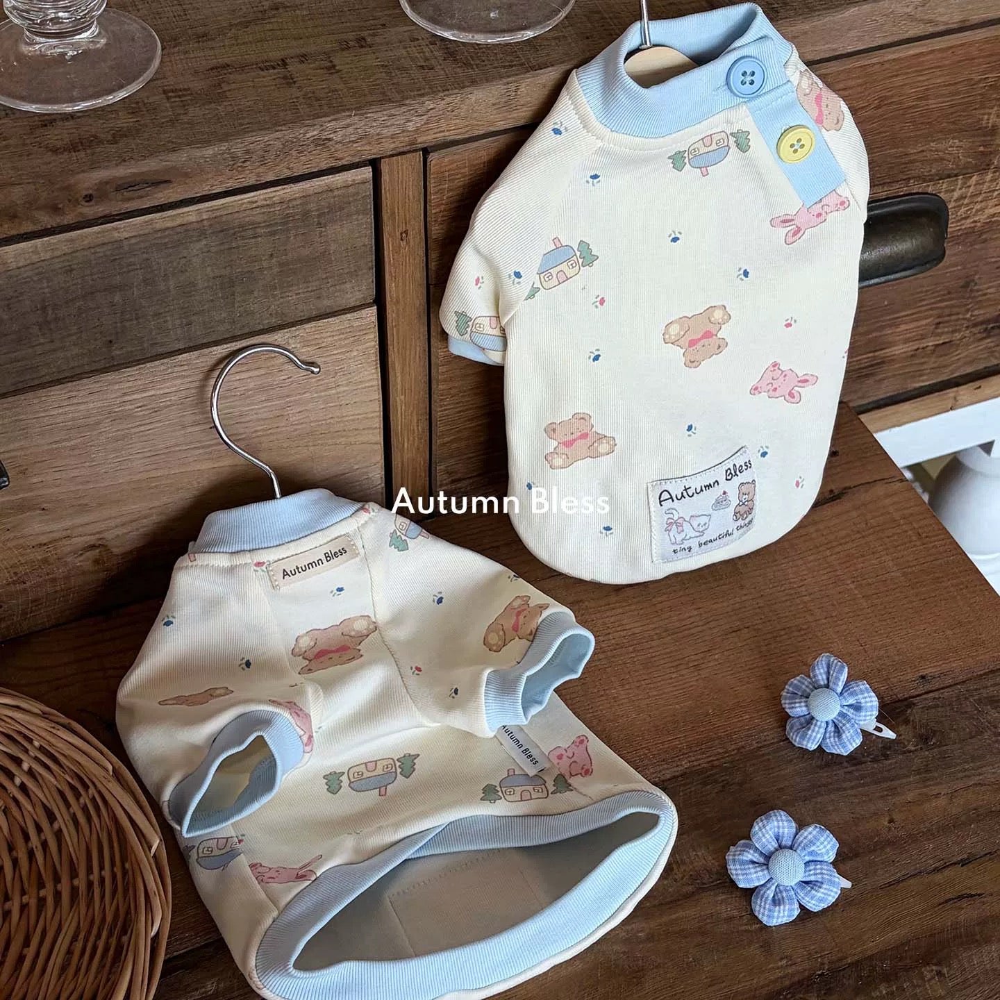 Autumn Bless Bear Print Soft Top