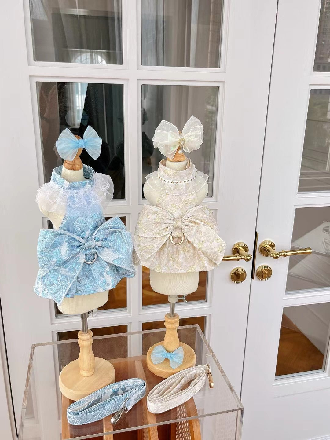 Autumn Bless Elegant Bow Harness Set for Small Dogs – Deluxe Floral Design with Ribbon 