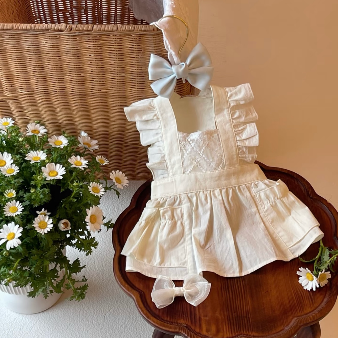 Autumn Bless White Ruffled Lace Dress 