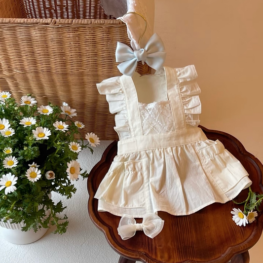 Autumn Bless White Ruffled Lace Dress 