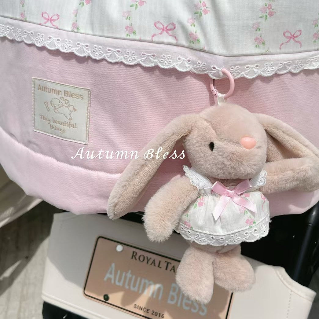 Autumn Bless Bunny Plush Charms for Pet Strollers – Pastel Ribbon Trio