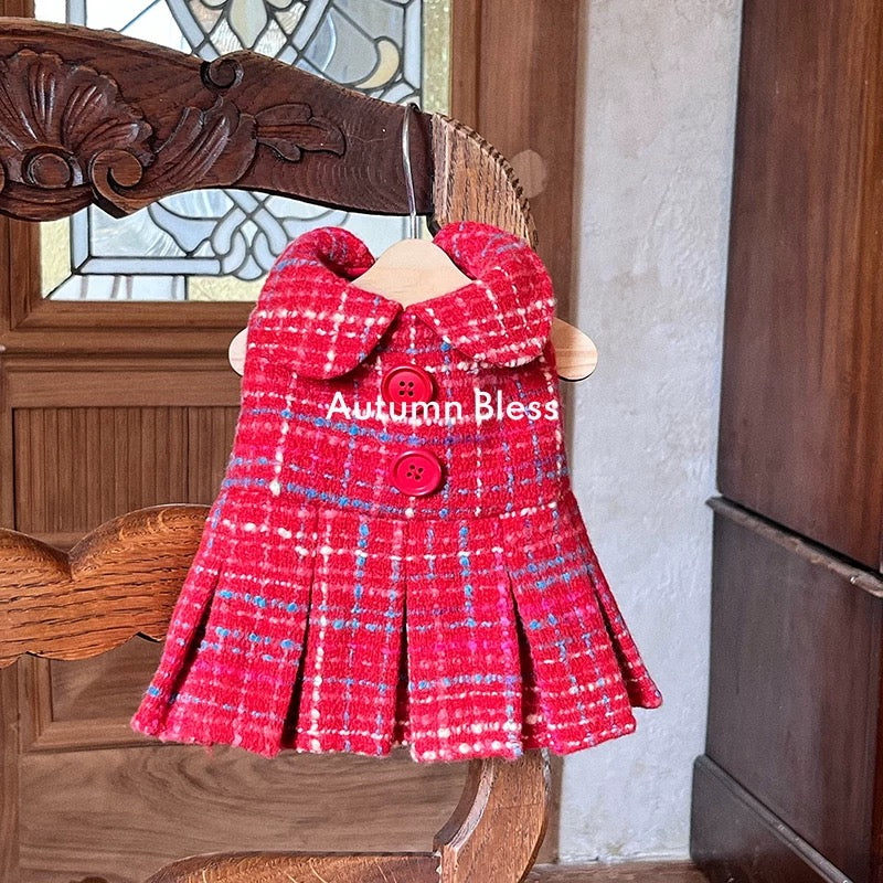 Autumn Bless Elegant Tweed Dress &amp; Beret Combo