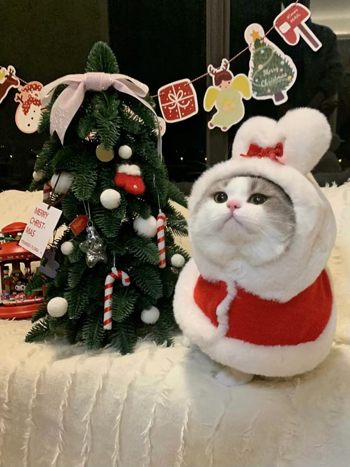 Autumn Bless Christmas Bunny Fur Cape 