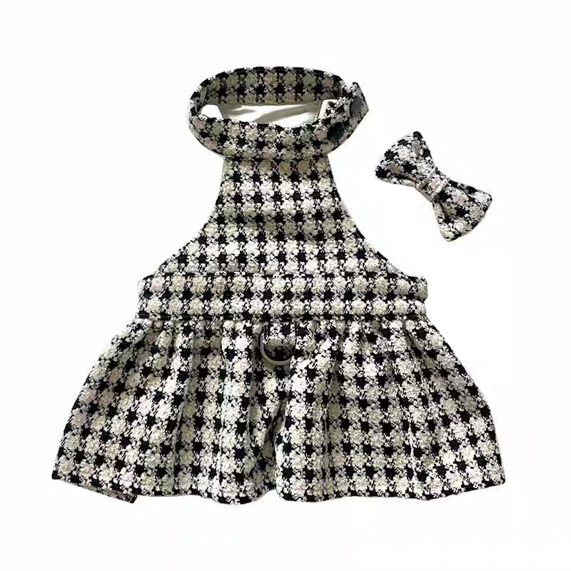 Autumn Bless Christmas Houndstooth Fur Harness Dress – D-Ring Design