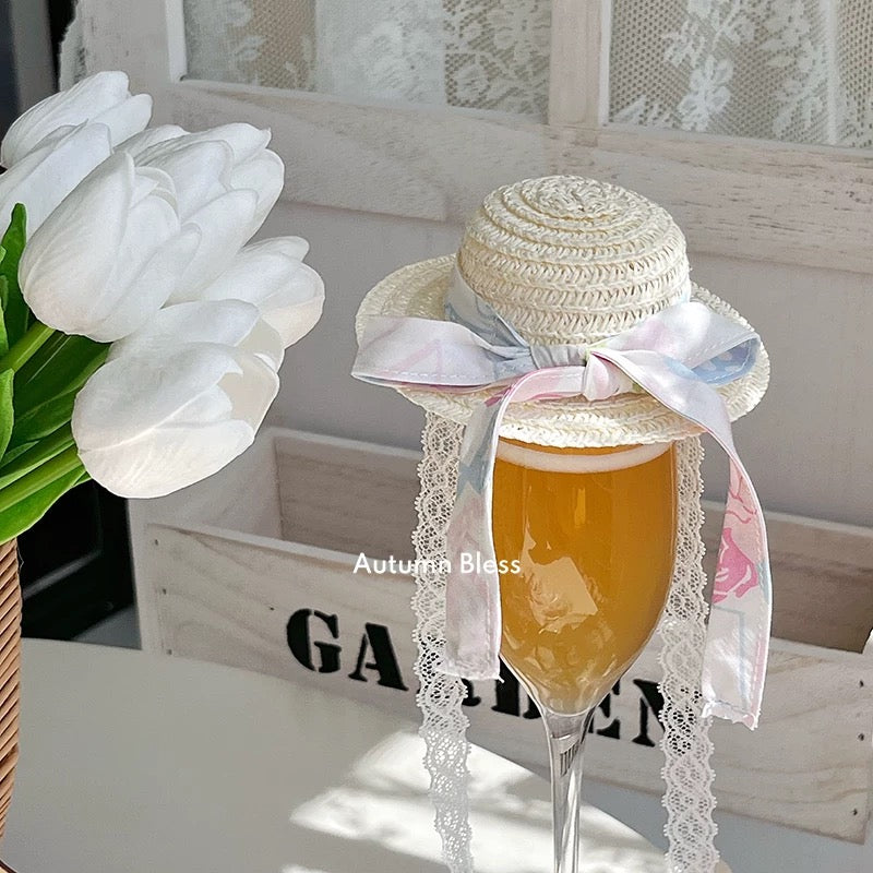 Autumn Bless Lace Ribbon Straw Hat - Spring Floral Edition | Lace Ribbon Straw Hat 