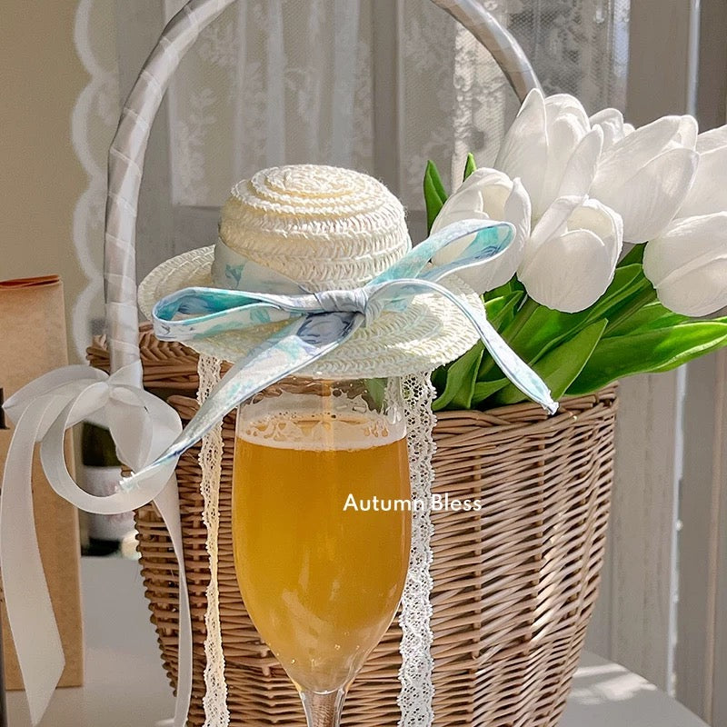 Autumn Bless Lace Ribbon Straw Hat - Spring Floral Edition | Lace Ribbon Straw Hat 