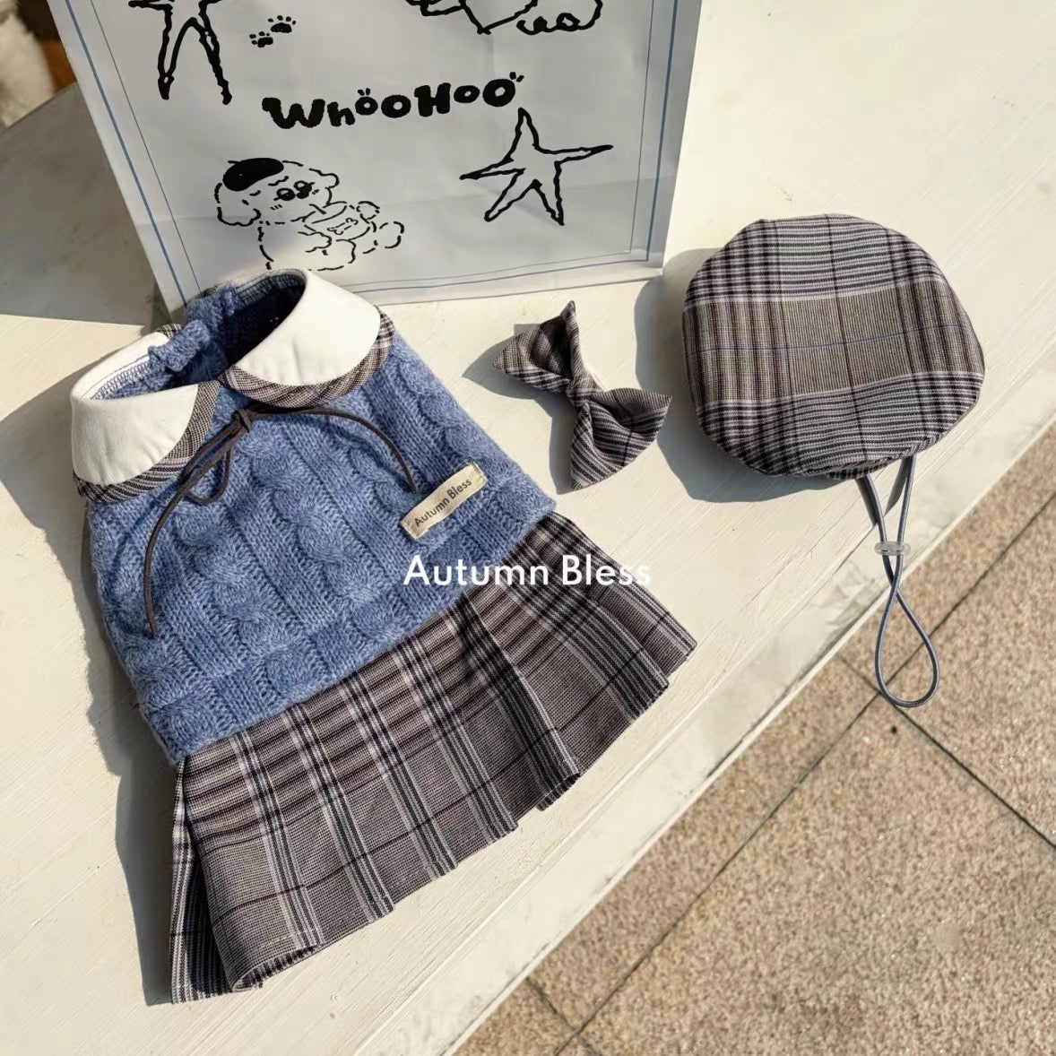 Autumn Bless Bonnie Check Knit School Dress